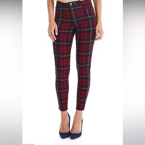 Suko high waisted stretch denim plaid pants